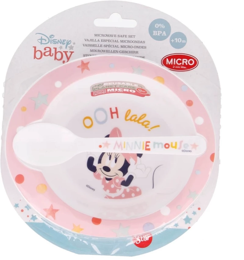 Disney Σετ Φαγητού "Minnie Mouse" από Πλαστικό Ροζ 2τμχ