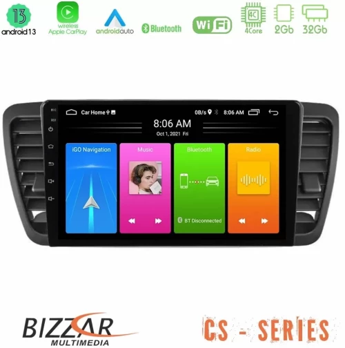Bizzar CS Series 4Core Android13 2+32GB Subaru Legacy/Outback 2002-2008 Navigation Multimedia Tablet 9" U-CS-SU0969