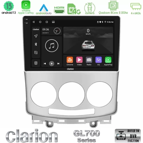 Clarion GL700 Series Mazda 5 2004-2010 8Core Android13 4+64GB Navigation Multimedia Tablet 9″ Με Carplay & Android Auto U-GL7-MZ0754