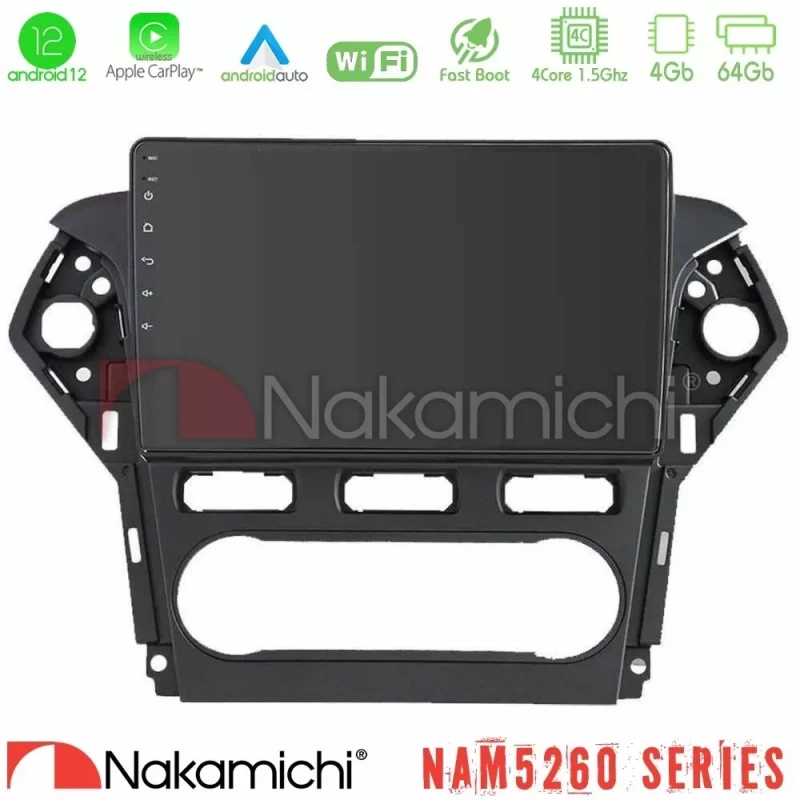 Nakamichi NAM5260 Series 4Core Android12 4+64GB Ford Mondeo 2011-2014 Navigation Multimedia Tablet 9" Με Carplay & Android Auto U-N44-FD0920