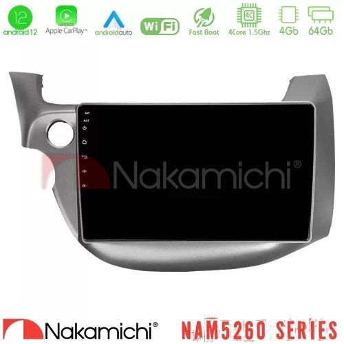 Nakamichi NAM5260 Series 4Core Android12 4+64GB Honda Jazz 2009-2013 Navigation Multimedia Tablet 10" Με Carplay & Android Auto U-N44-HD098T