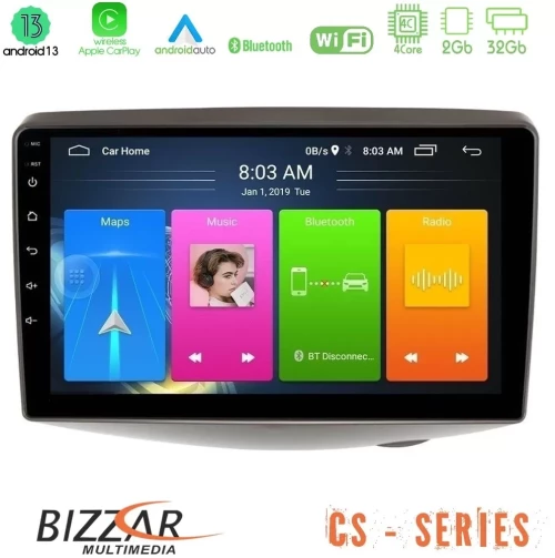 Bizzar CS Series 4Core Android13 2+32GB Toyota Yaris 1999 - 2006 Navigation Multimedia Tablet 9" U-CS-TY1047
