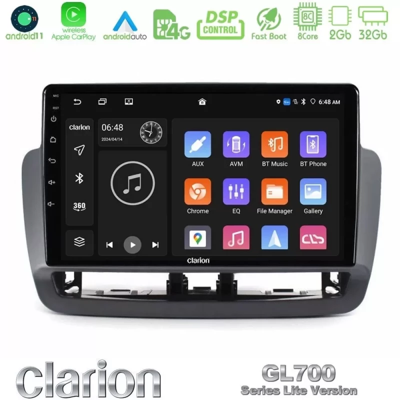 Clarion GL700 Lite Series 8Core Android11 2+32GB Seat Ibiza 2012-2015 Navigation Multimedia Tablet 9" Με Carplay & Android Auto U-G72L-ST1832