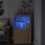 Nτουλάπι Βοηθητικό με Φώτα LED Sonoma Δρυς Επεξεργασμένο Ξύλο Καφέ 836625
