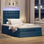 Οθωμανικό κρεβάτι με στρώμα & LEDs Μπλε 120x190cm ύφασμα Μπλε 3314161