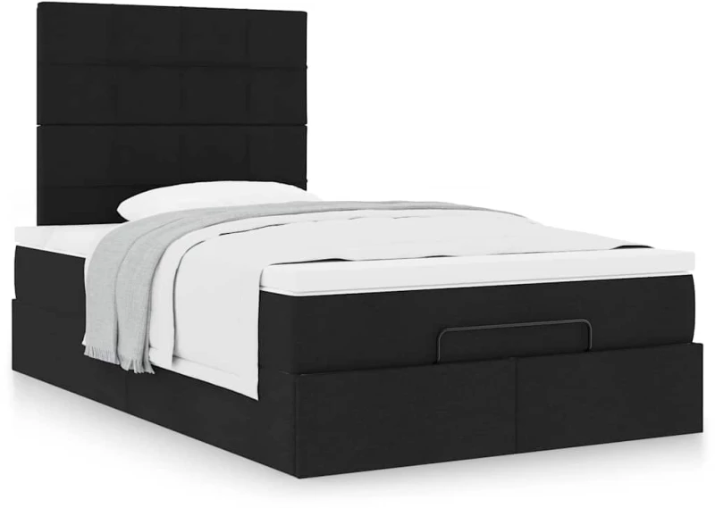 Οθωμανικό κρεβάτι με στρώμα Μαύρο 120x190 cm Ύφασμα Μαύρο 3313142
