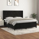 Κρεβάτι Boxspring με Στρώμα Μαύρο 160x200 εκ. Βελούδινο Μαύρο 3132869