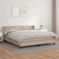 Κρεβάτι Boxspring με Στρώμα Καπουτσίνο 180x200 εκ. Συνθ. Δέρμα Καπουτσίνο 3127330