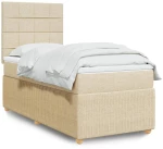 Κρεβάτι Boxspring με Στρώμα Κρεμ 100 x 200 εκ. Υφασμάτινο Κρεμ 3294272