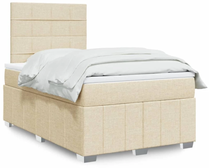 Κρεβάτι Boxspring με Στρώμα Κρεμ 120x200 εκ. Υφασμάτινο Κρεμ 3291640
