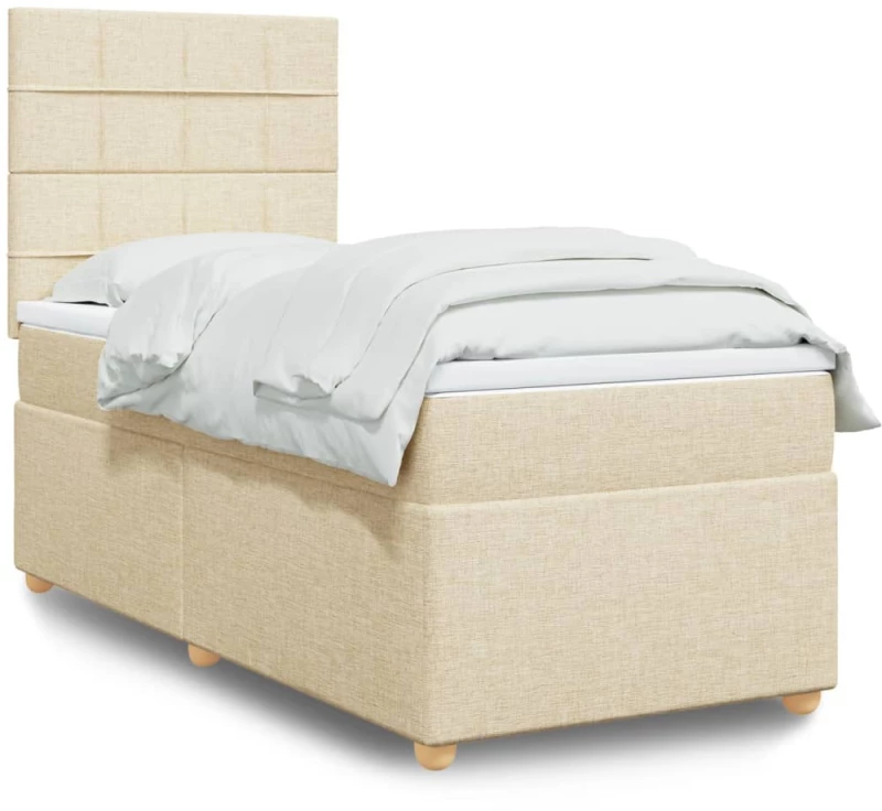 Κρεβάτι Boxspring με Στρώμα Κρεμ 90x190 εκ.Υφασμάτινο Κρεμ 3291140
