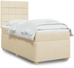Κρεβάτι Boxspring με Στρώμα Κρεμ 90x190 εκ.Υφασμάτινο Κρεμ 3291140