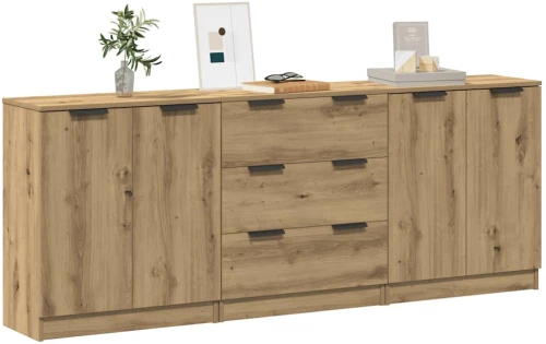 Μπουφές 3 τμχ Δρυς τεχνίτης 60x30x70 cm Επεξεργασμένο ξύλο artisan δρυς 3329226