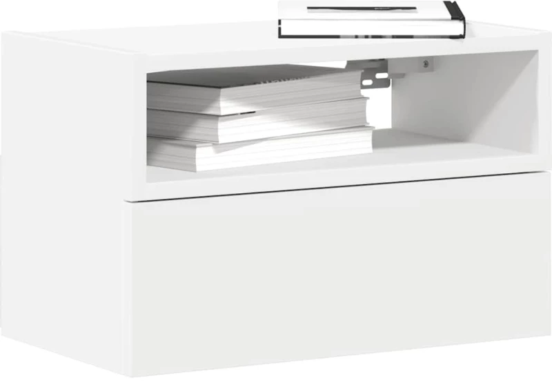 Κομοδίνα Επιτοίχια 2 τεμ. Λευκά 45x26x28,5 εκ. Λευκό 858597