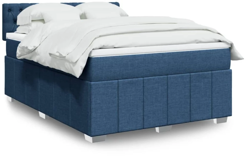Κρεβάτι Boxspring με Στρώμα Μπλε 160x200 εκ. Υφασμάτινο Μπλε 3287132
