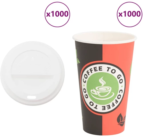 Χάρτινα ποτήρια καφέ με καπάκια 1000 τεμάχια 16oz 400ml Κόκκινο 3325214