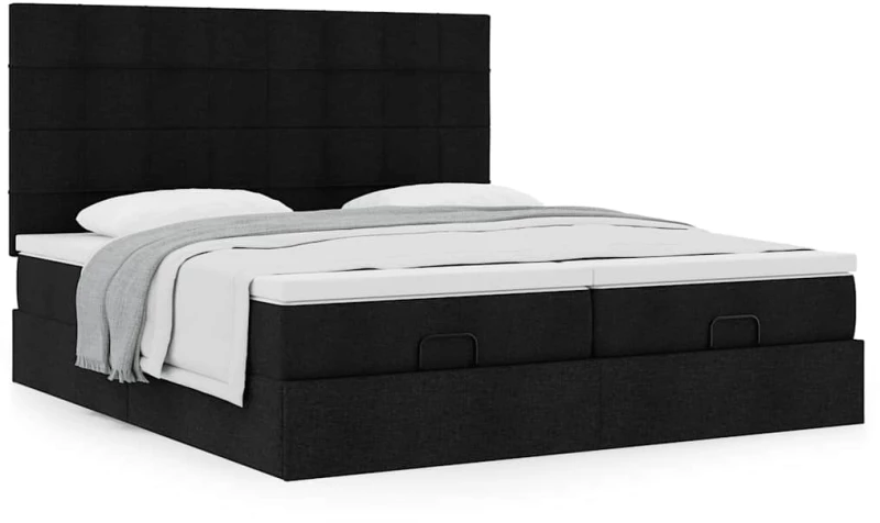 Οθωμανικό κρεβάτι με στρώματα Μαύρο 160x200cm Ύφασμα Μαύρο 3313687