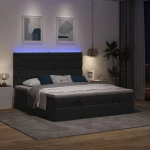 Οθωμανικό κρεβάτι με στρώματα & LEDs Μαύρο ύφασμα 180x200cm Μαύρο 3314564