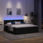 Οθωμανικό κρεβάτι με στρώματα & LEDs Μαύρο ύφασμα 180x200cm Μαύρο 3312845