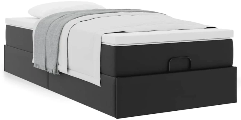 Οθωμανικό κρεβάτι με στρώμα Μαύρο 100x200cm Faux Leather Μαύρο 3311021