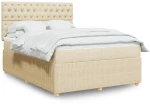 Κρεβάτι Boxspring με Στρώμα Κρεμ 160x200 εκ. Υφασμάτινο Κρεμ 3294419