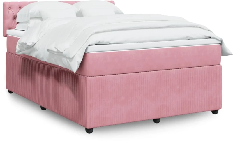 Κρεβάτι Boxspring με Στρώμα Ροζ 160x200 εκ. Βελούδινο Ροζ 3290093