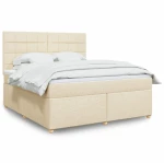 Κρεβάτι Boxspring με Στρώμα Κρεμ 180x200 εκ. Υφασμάτινο Κρεμ 3293664