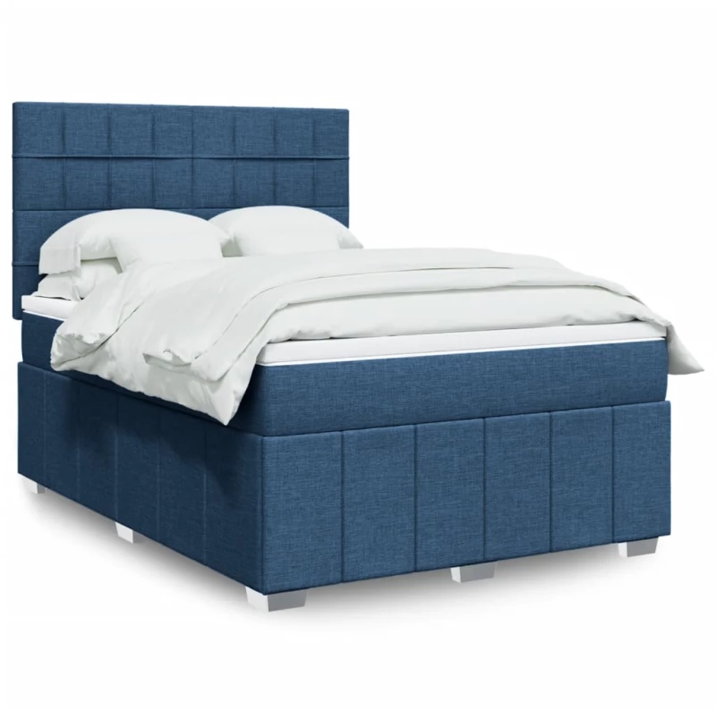 Κρεβάτι Boxspring με Στρώμα Μπλε 160x200 εκ. Υφασμάτινο Μπλε 3291725