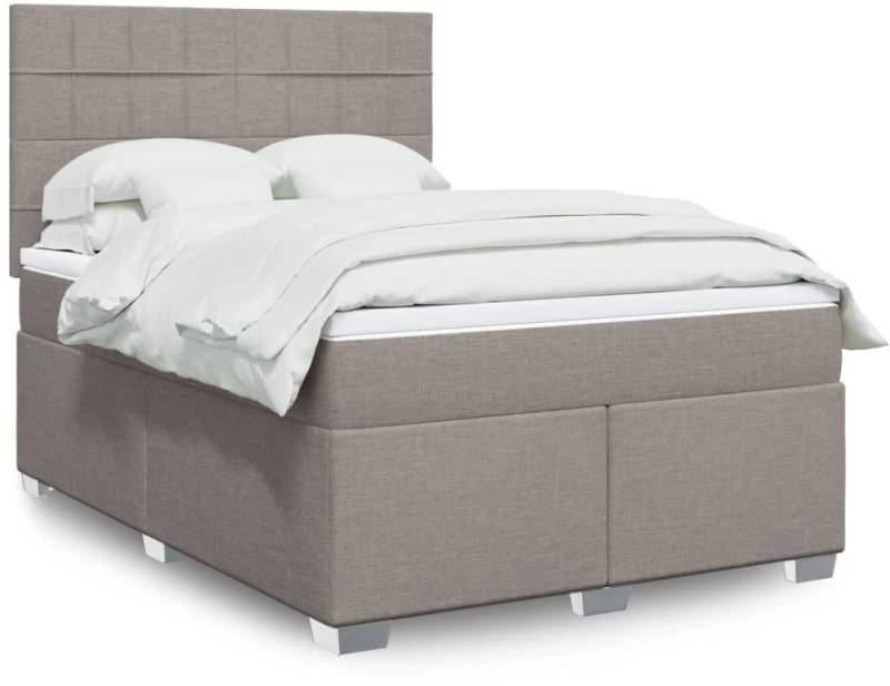 Κρεβάτι Boxspring με Στρώμα Taupe 140x200 εκ. Υφασμάτινο μπεζ-γκρι 3290515