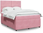 Κρεβάτι Boxspring με Στρώμα Ροζ 140x190 εκ. Βελούδινο Ροζ 3294633