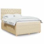 Κρεβάτι Boxspring με Στρώμα Κρεμ 140x190 εκ. Υφασμάτινο Κρεμ 3292063