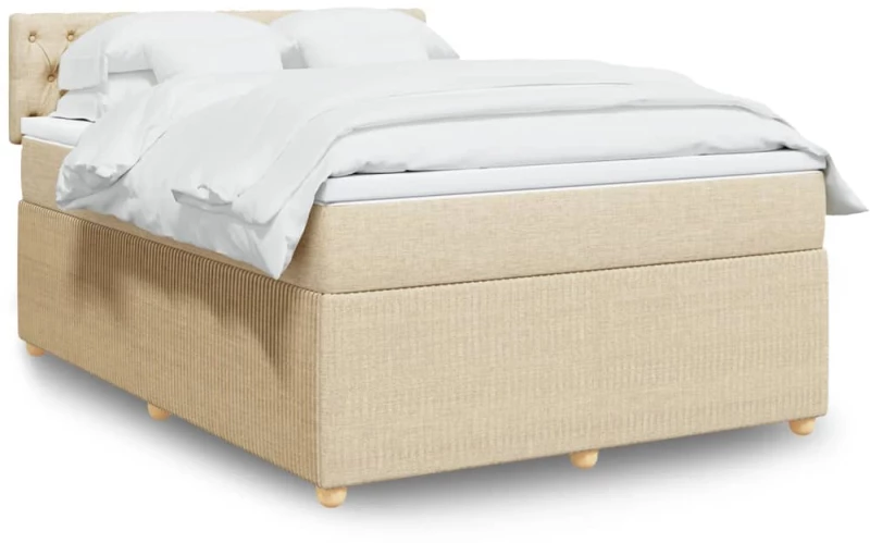 Κρεβάτι Boxspring με Στρώμα Κρεμ 140x190 εκ. Υφασμάτινο Κρεμ 3287463