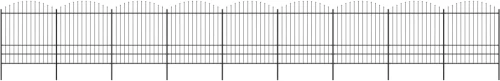 Κάγκελα Περίφραξης με Λόγχες Μαύρα (1,75-2) x 15,3 μ. Ατσάλινα Μαύρο 277756