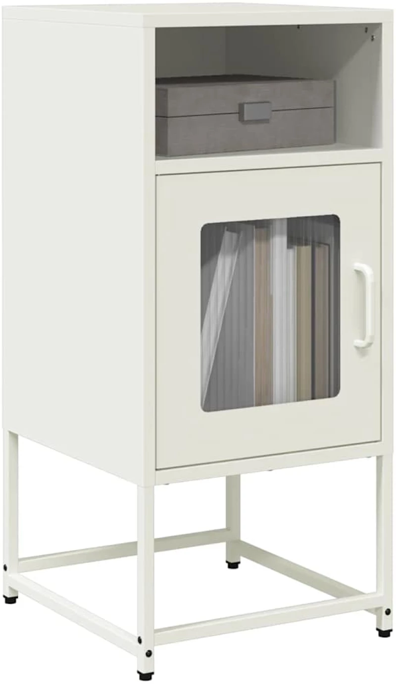 Κομοδίνο λευκό 36x39x78 cm από χάλυβα ψυχρής έλασης Λευκό 853415