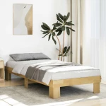Πλαίσιο κρεβατιού vidaXL χωρίς στρώμα 75x190 cm μασίφ ξύλο δρυς Καφέ 851956