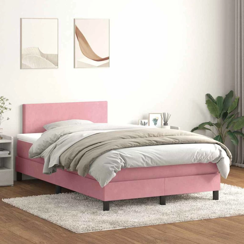 Box Spring κρεβάτι με στρώμα ροζ 120x220 cm Βελούδινο Ροζ 3316736