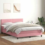 Κρεβάτι Boxspring με Στρώμα Ροζ 160x210 εκ. Βελούδινο Ροζ 3316700