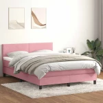 Κρεβάτι Boxspring με Στρώμα Ροζ 140x210 εκ. Βελούδινο Ροζ 3316694