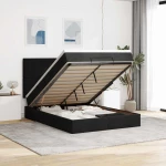 Οθωμανικό κρεβάτι με στρώμα & LEDs Μαύρο 140x190 cm Ύφασμα Μαύρο 3313922