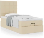 Οθωμανικό κρεβάτι με στρώμα Cream 90x190cm ύφασμα Κρεμ 3313124