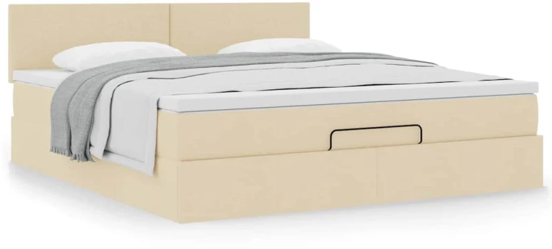 Οθωμανικό κρεβάτι με στρώμα Cream 180x200cm ύφασμα Κρεμ 3311399