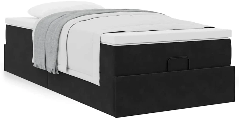 Οθωμανικό κρεβάτι με στρώμα Μαύρο 90x190cm Velvet Μαύρο 3311155