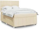 Κρεβάτι Boxspring με Στρώμα Κρεμ 140x190 εκ. Υφασμάτινο Κρεμ 3291682