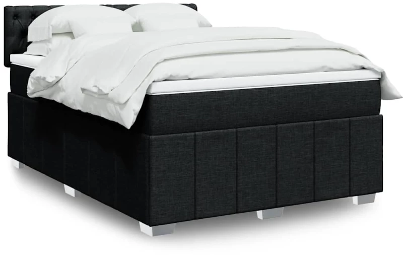 Κρεβάτι Boxspring με Στρώμα Μαύρο 140x190 εκ. Υφασμάτινο Μαύρο 3287072
