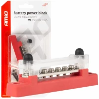 ΜΠΑΡΑ ΚΑΛΩΔΙΩΝ / ΤΕΡΜΑΤΙΚΟ 6 ΘΕΣΕΩΝ max 48V ΚΟΚΚΙΝΟ AMIO - 1 Τεμ. 03810/AM