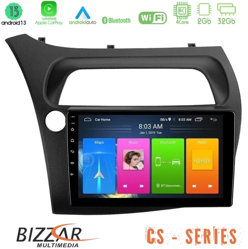 Bizzar CS Series 4Core Android13 2+32GB Honda Civic Navigation Multimedia Tablet 9" U-CS-HD0942