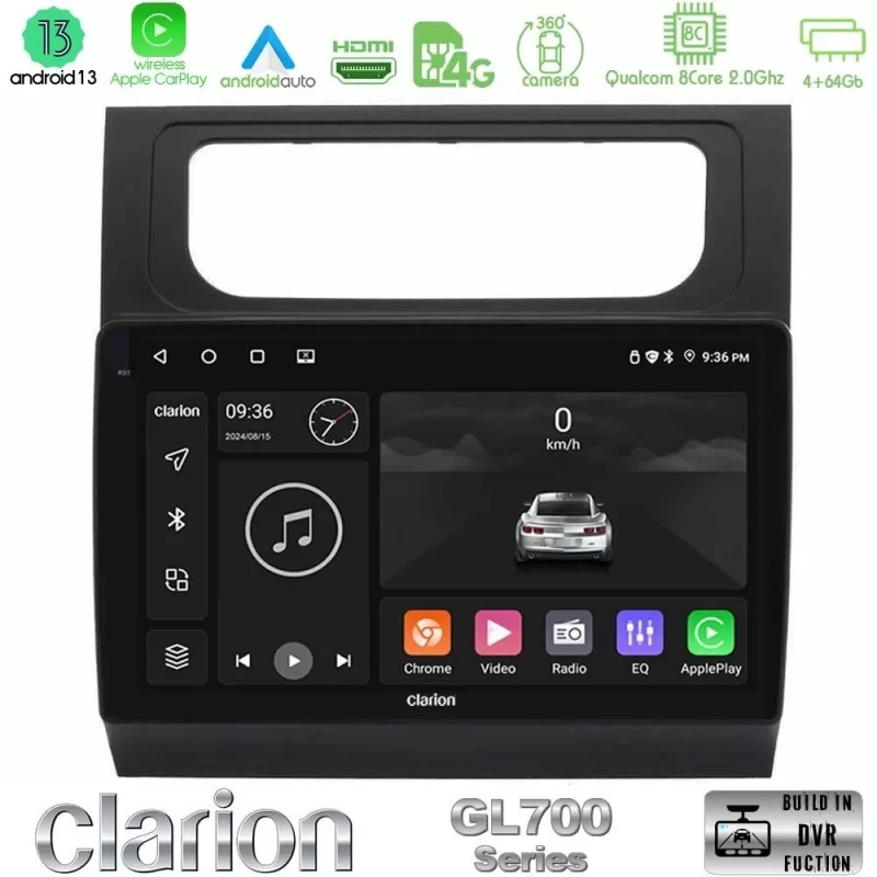Clarion GL700 Series 8Core Android13 4+64GB VW Touran 2011-2015 Navigation Multimedia Tablet 10" Με Carplay & Android Auto U-GL7-VW1002