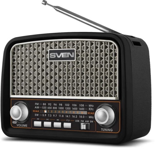 SVEN SRP-555 Ραδιόφωνο μπαταρίας-ρεύματος με USB Μαύρο
