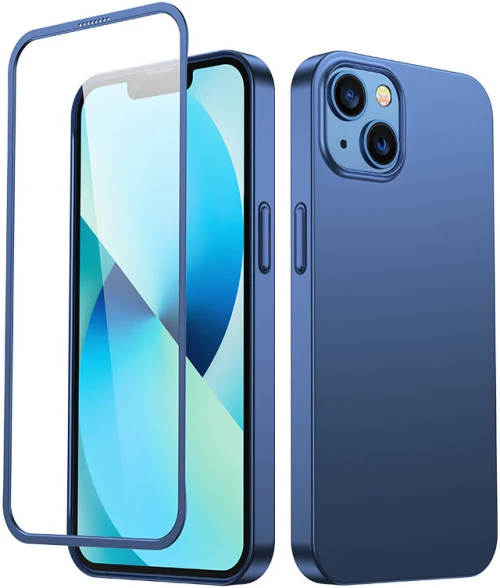 Joyroom 360 Full Case front and back cover for iPhone 13 + tempered glass screen protector blue (JR-BP927 blue)
