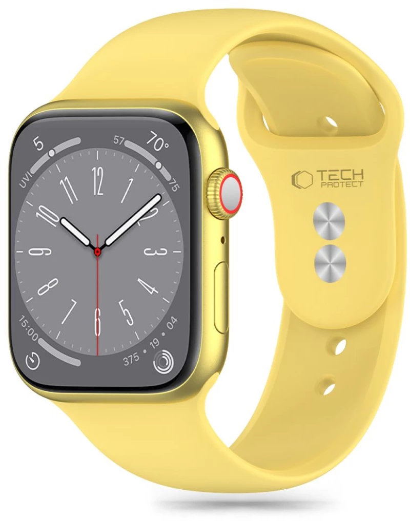 Tech-Protect Silicone Strap for Apple Watch 4 / 5 / 6 / 7 / 8 / 9 / SE / Ultra 1 / 2 (42 / 44 / 45 / 49 mm) - Yellow